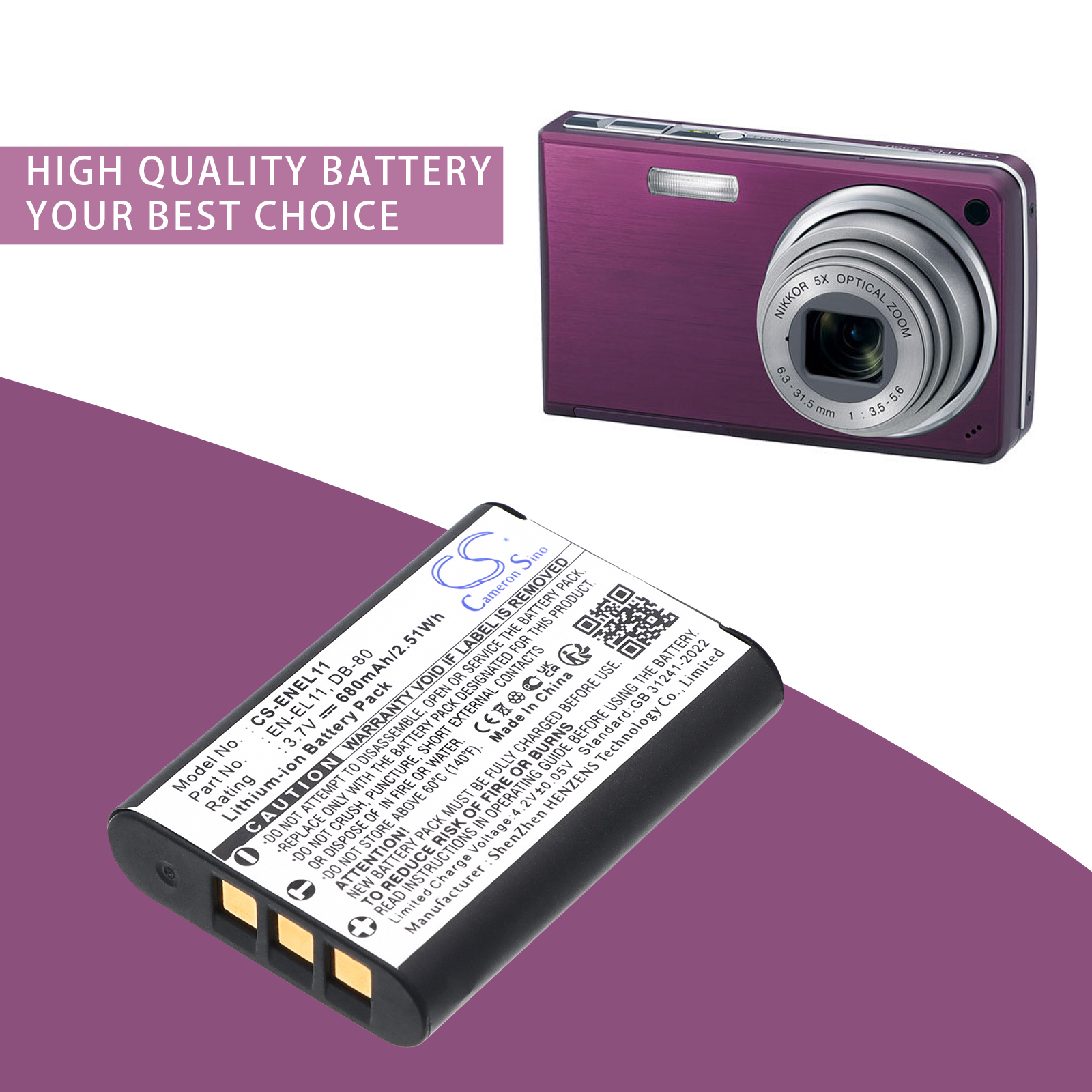 680 mAh for NiKon EN-EL11