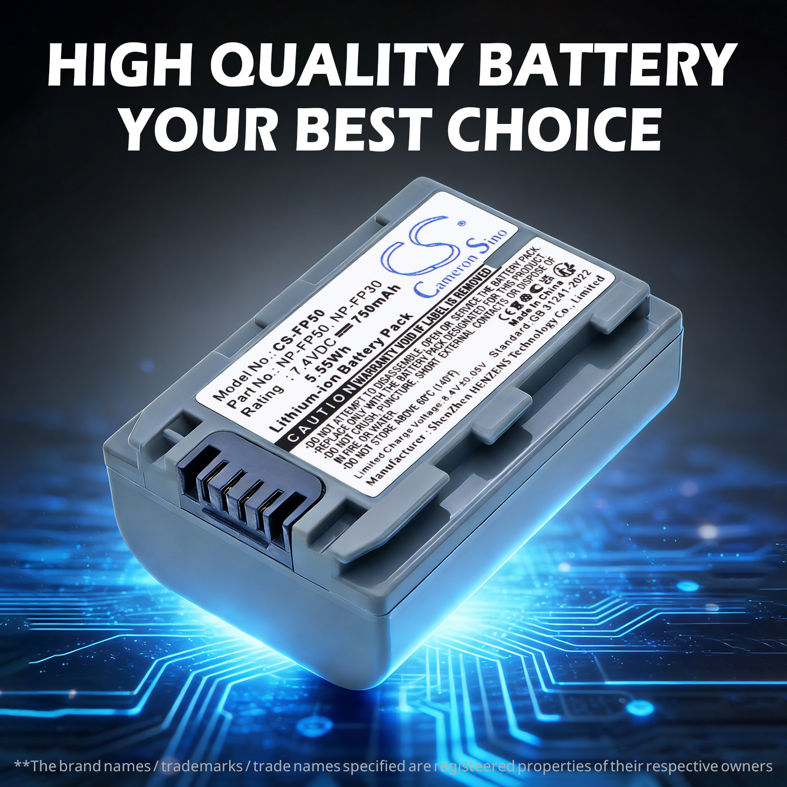 750 mAh for Sony NP-FP30,NP-FP50,NP-FP51