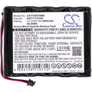 Replacement Battery for Fukuda Denshi 5100, Denshi DS5100E Monitor, 10TH-3500A-WC1, B11466, NiMH 3800mAh 12 Volts