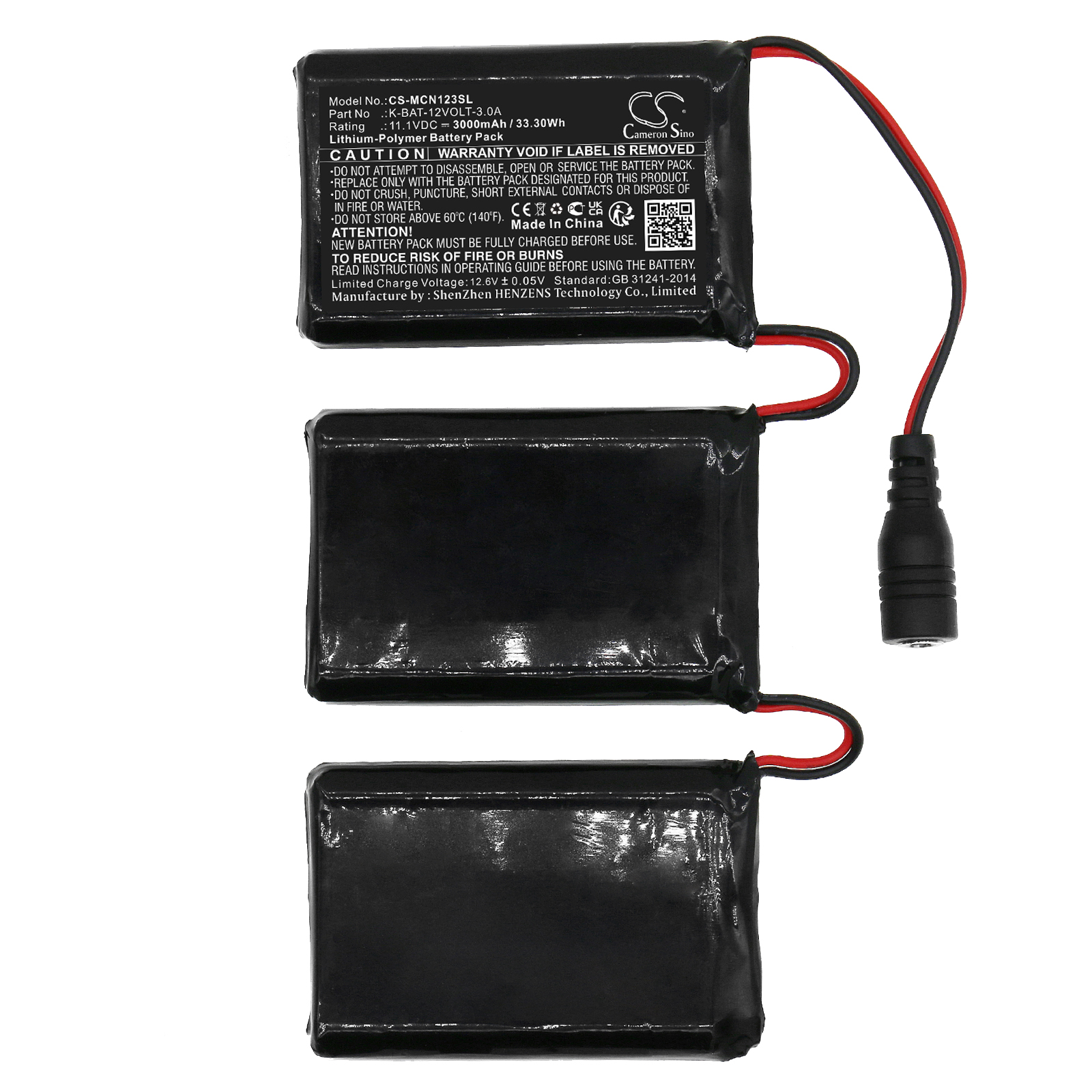 3000 mAh for Macna K-BAT-12VOLT-3.0A