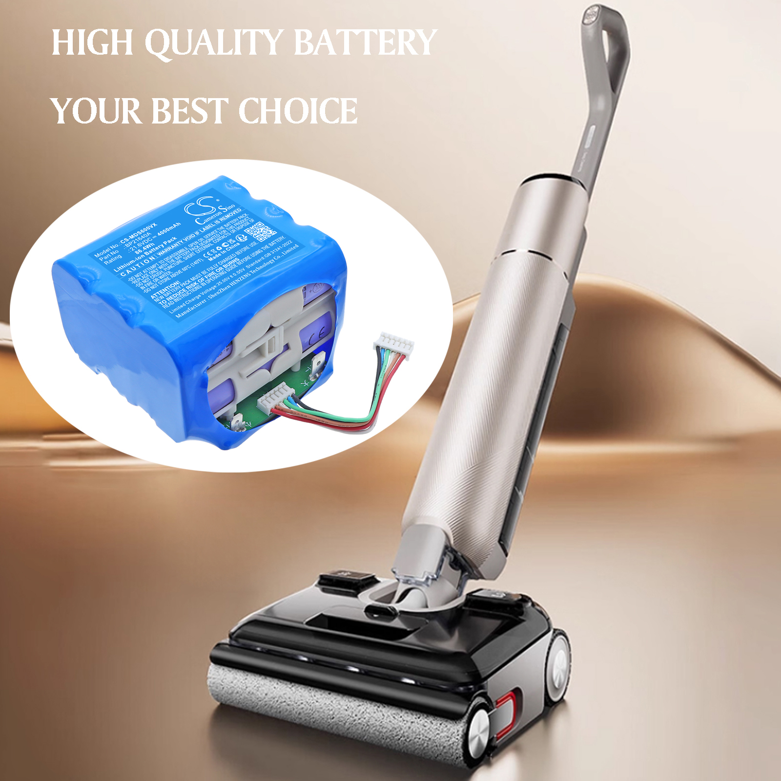 Replacement Battery for Midea BP21640A, S60, S60 Pro, S60 Ultra, S60 Hono, Lithium-ion 4000mAh