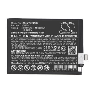 Replacement Battery for Motorola Moto G35 5G, XT2433, QG50, SB18E21836, SB18E21837, Li-Polymer 4850mAh