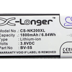 1800 mAh for Nokia BV-5S