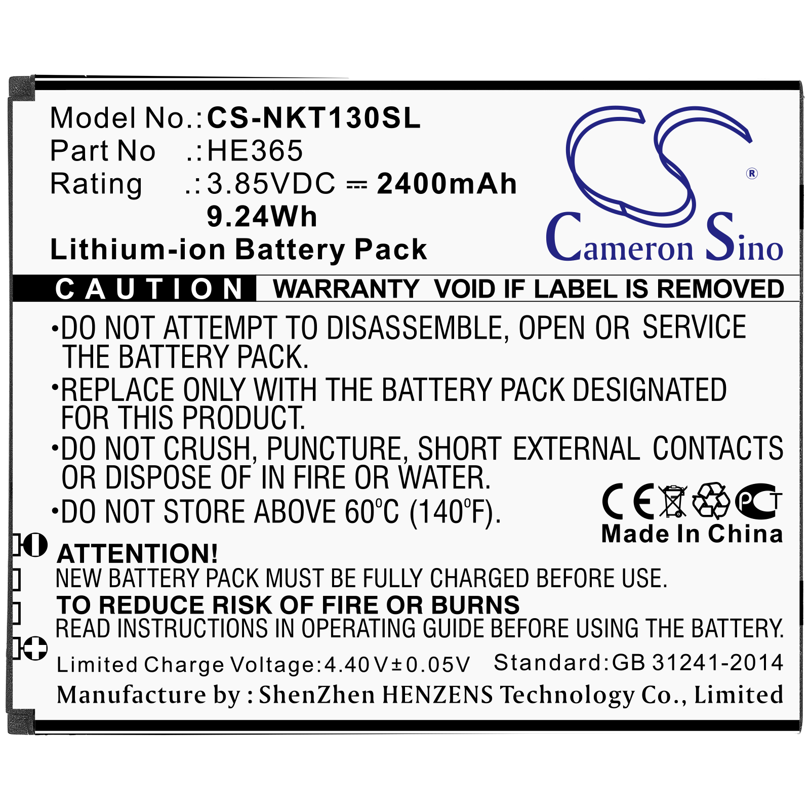 2400 mAh for Nokia HE365