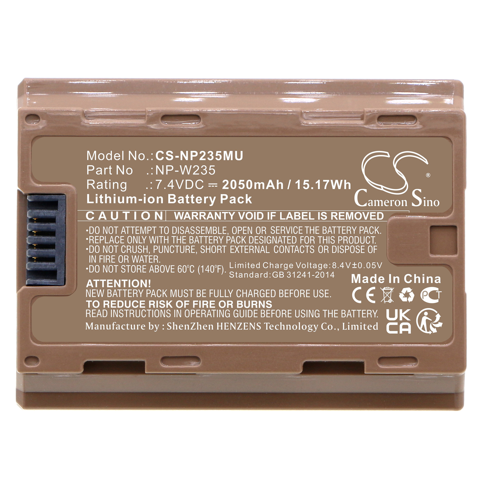 2050 mAh for Fujifilm NP-W235