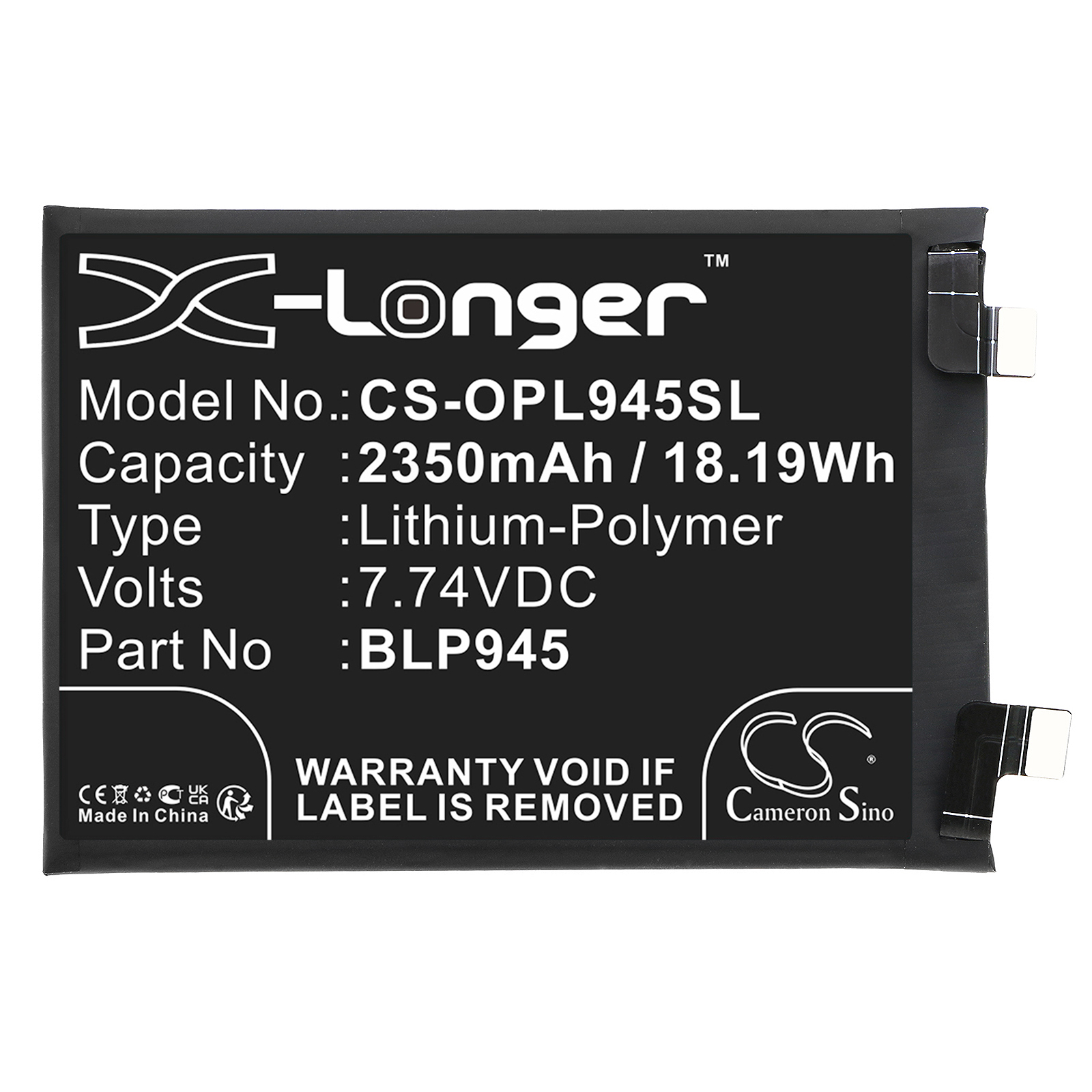 2350 mAh for OnePlus BLP945