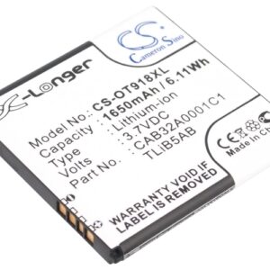 1650 mAh for Alcatel CAB32A0000C2,CAB32A0001C1,TLiB5AB