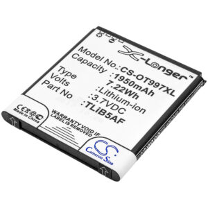 1950 mAh for Alcatel CAB32E0000C1,CAB32E0000C2,CAB32E0002C1,TLiB32E,TLiB5AF