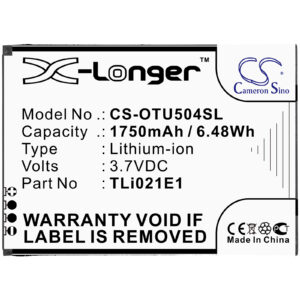 1750 mAh for Alcatel CAB2150008C1,TLi021E1