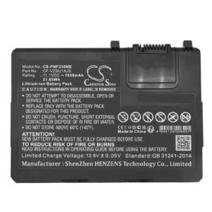 Replaces battery for Panasonic CF-VZSU1AW, CF-VZSU1AJS, Toughbook CF-33, Lithium-ion 1950mAh