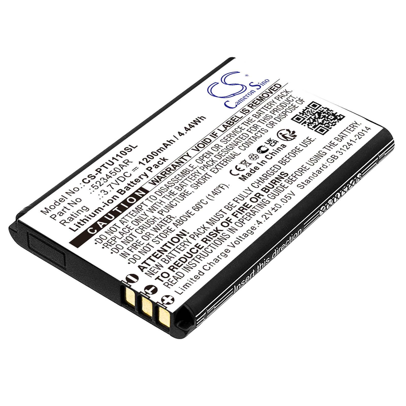 1200 mAh for Panasonic 523450AR,523450AR-E