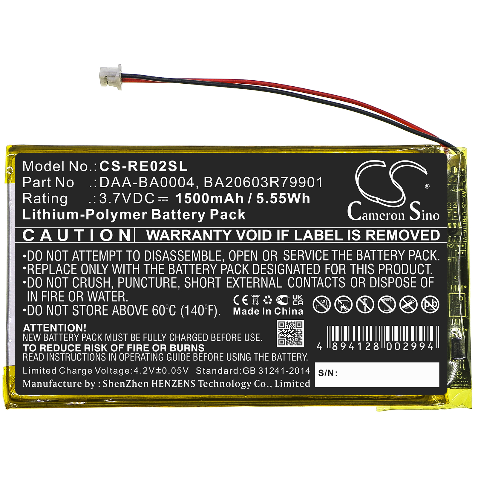 1500 mAh for Creative BA20603R79901,DAA-BA0004