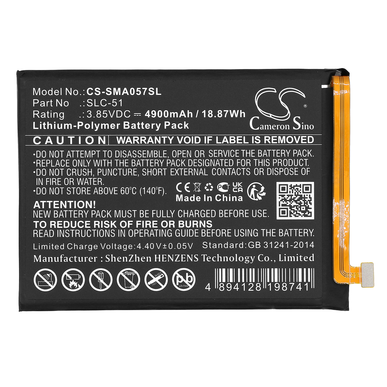 4900 mAh for Samsung GH81-24363A,SLC-51