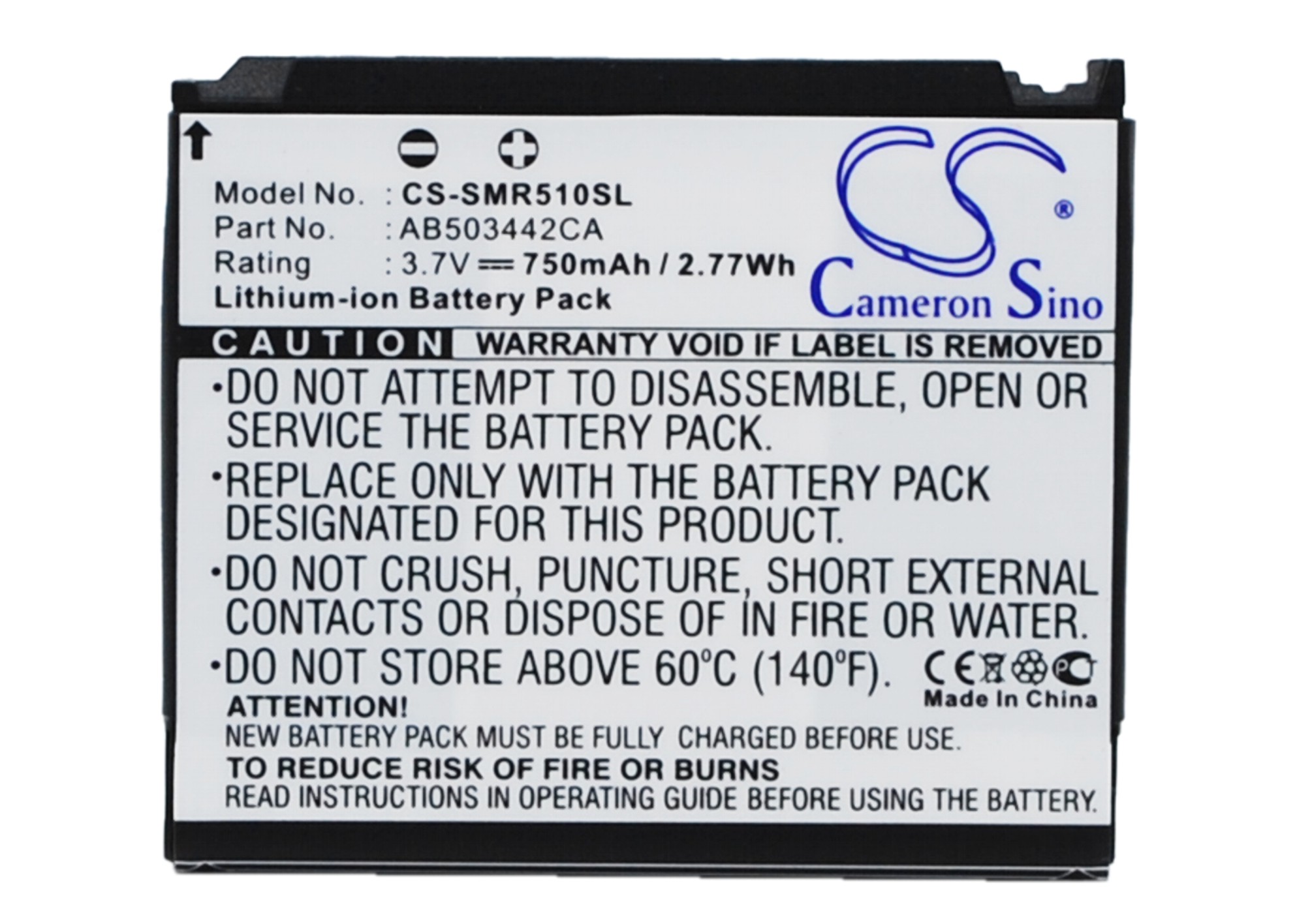 750 mAh for Samsung AB503442BABSTD,AB503442CA