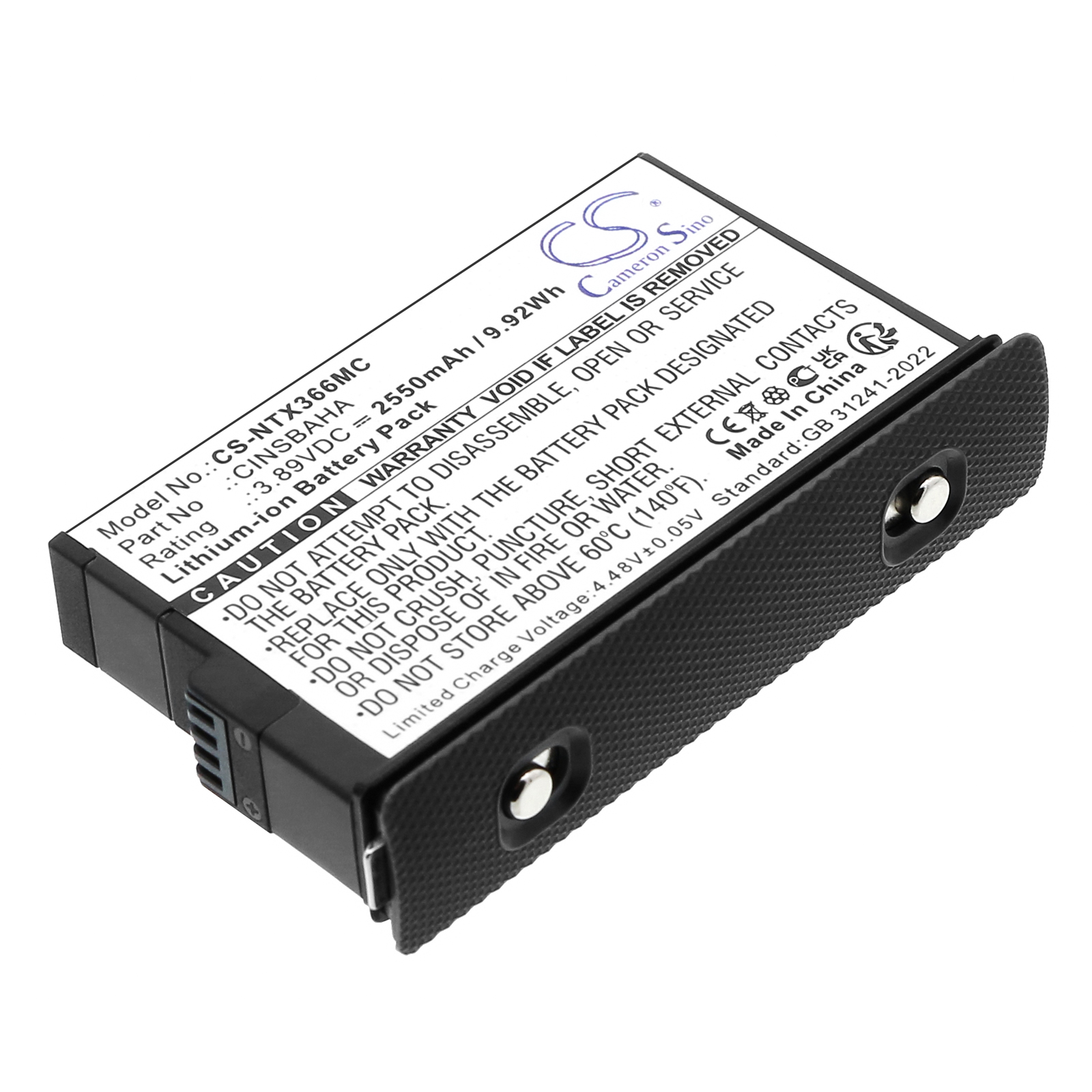 Replacement Battery for Insta360 CINSBAHA, One X5, Lithium-ion 2550mAh