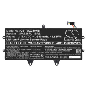 Replacement Battery for Toshiba PA5267U-1BRS, Portege X20W, Li-Polymer 3650mAh 11.4V