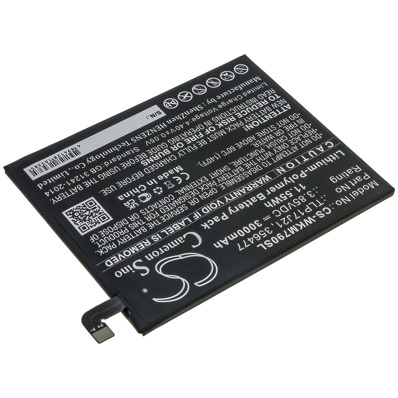 3000 mAh for Wiko 356477,TLP17J21