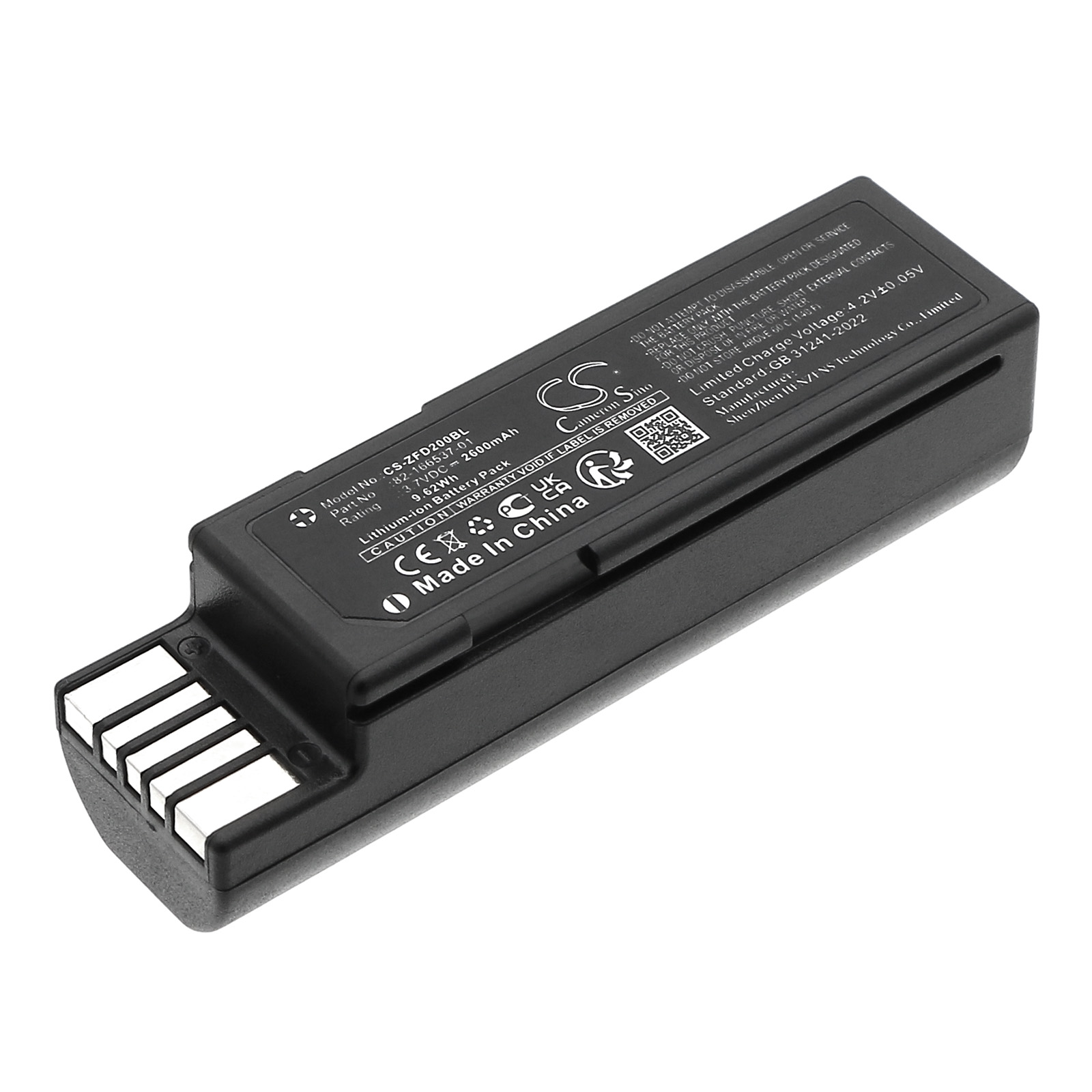Replacement Battery for Zebra RFD2000, BTRY-RF20GAB0E-00, 82-166537-01, BT-000341-01, Lithium-ion 2600mAh
