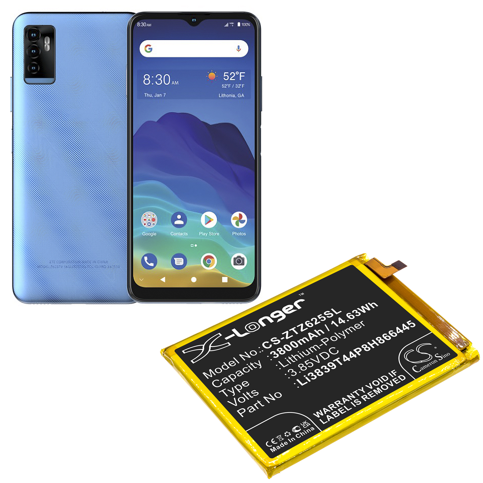 3800 mAh for ZTE Li3839T44P8H866445