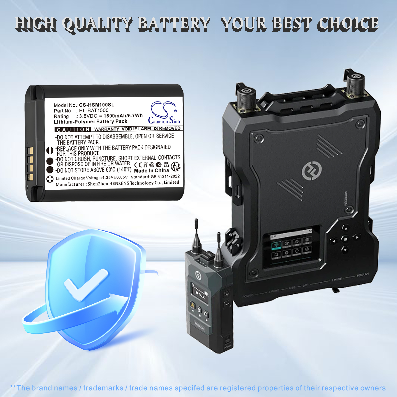 1500mAh Replacement Battery for Hollyland Solidcom M1 Full-Duplex Wireless Intercom System, HL-BAT1500