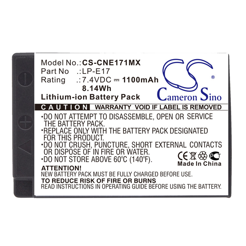 Replacement Battery for Canon LP-E17, Lithium-ion 1100mAh