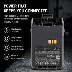 2600mAh Replacement Battery for Motorola PMNN4440, PMNN4440AR, XiR E8600, XiR E8608, XiR E8668, DP3441 With Type-C Port Charger