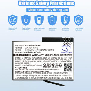 1350mAh Replacement Battery for AKASO AKB01-1350, 360 Action Camera, Weatherproof 360 Action Camera