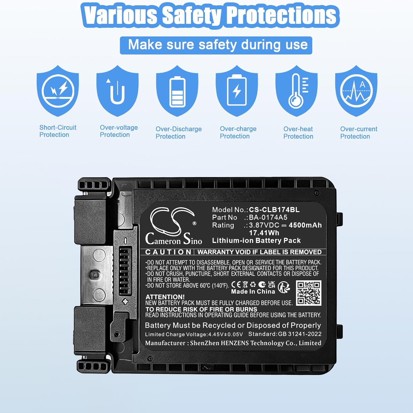 4500mAh Replacement Battery for CipherLAB BA-0174A5, RS38, RS38WO, R25