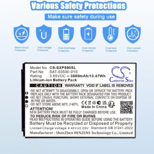3500mAh Replacement Battery for Sonim XP5 Plus, XP5900 16GB Rugged Phone