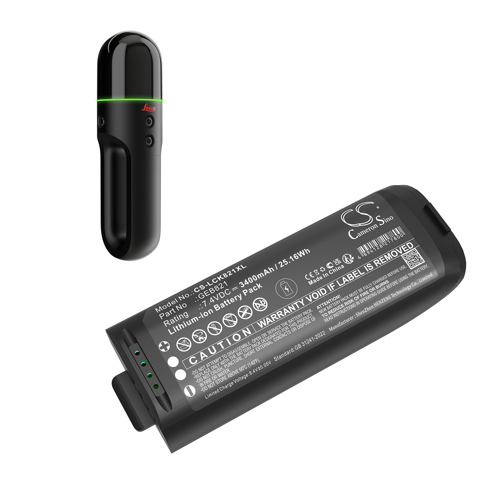 Replacement Battery for Leica GEB821, BLK2GO Handheld Imaging Laser Scanner, Lithium-ion 3400mAh