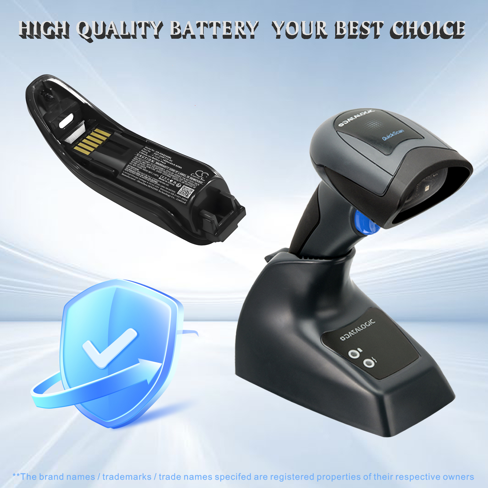 1600mAh Replacement Battery for Datalogic QuickScan QBT2X, QBT2400, QBT2430 Handheld Scanner, RBP-QMBT2X-BK