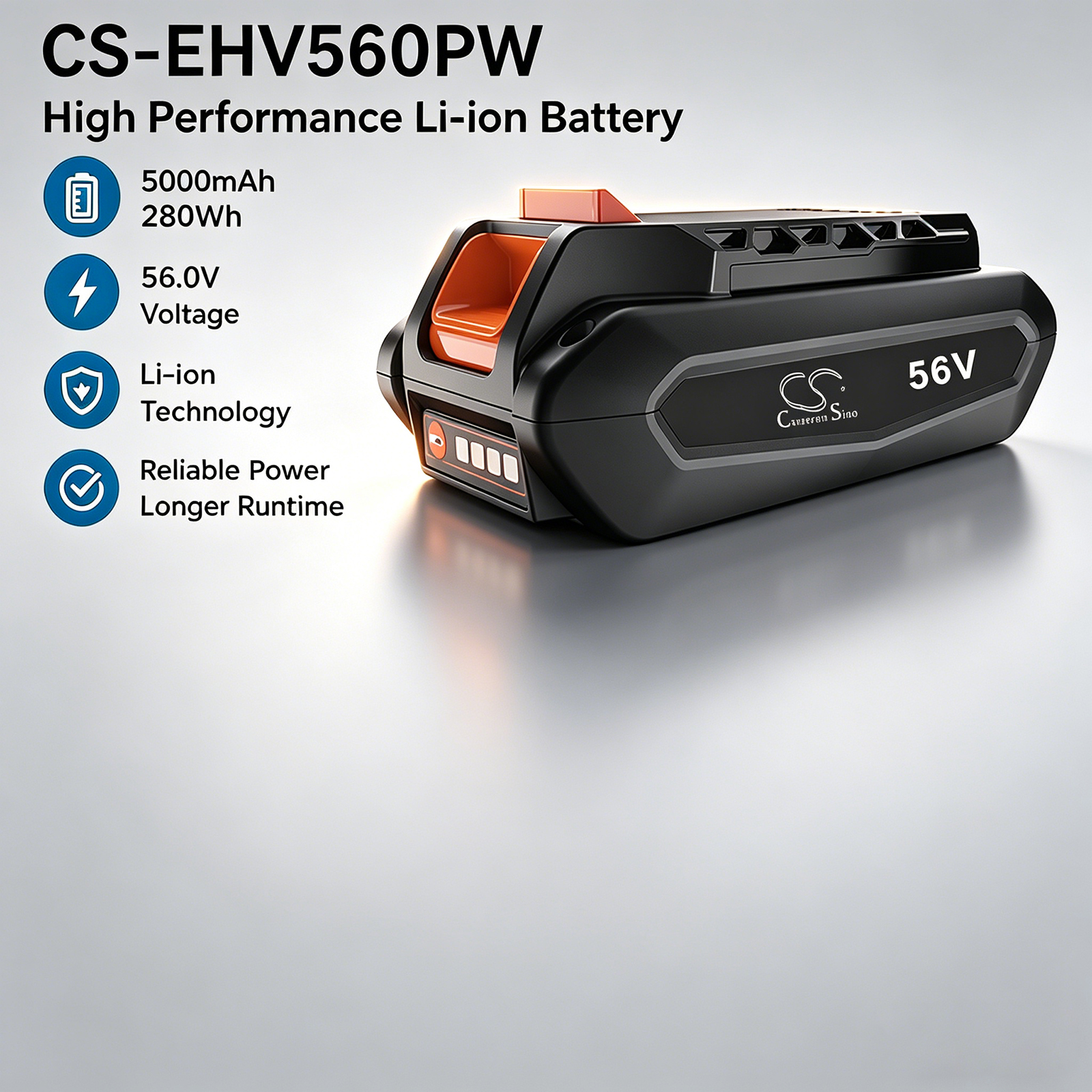 5000mAh Replacement Battery for ECHO LBP-56V-250A, LBP-56V250, LBP-56V125, DHCA-2600, DHCA-2600HD, DLM-2100, DLM-2100SP, DPAS-2600, DPE-2600, DPPT-2600H, DSRM-2100, DSRM-2600