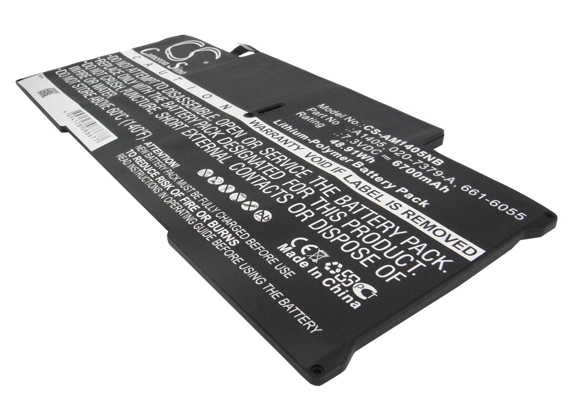 6700 mAh for Apple 020-7379-A,020-8142-A,661-6055,A1369,A1405