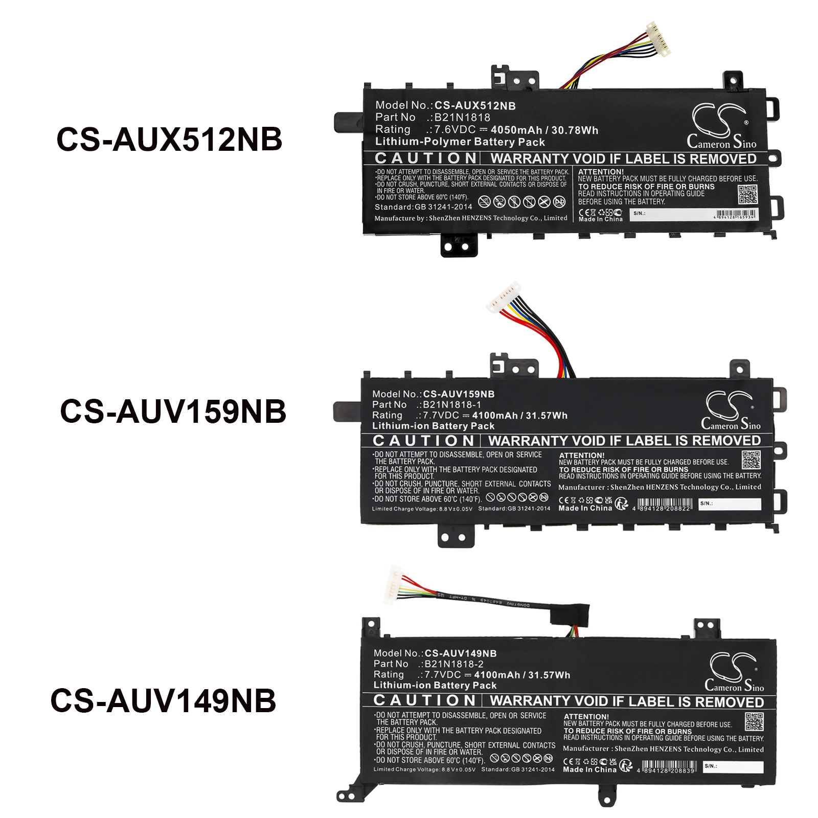 4050 mAh for Asus 0B200-03190400,0B200-03190400E,0B200-03350500,0B200-03350500M,0B200-03450500,2ICP6/60/81,2ICP6/61/80,B21Bn2H,B21BnEH,B21N1818