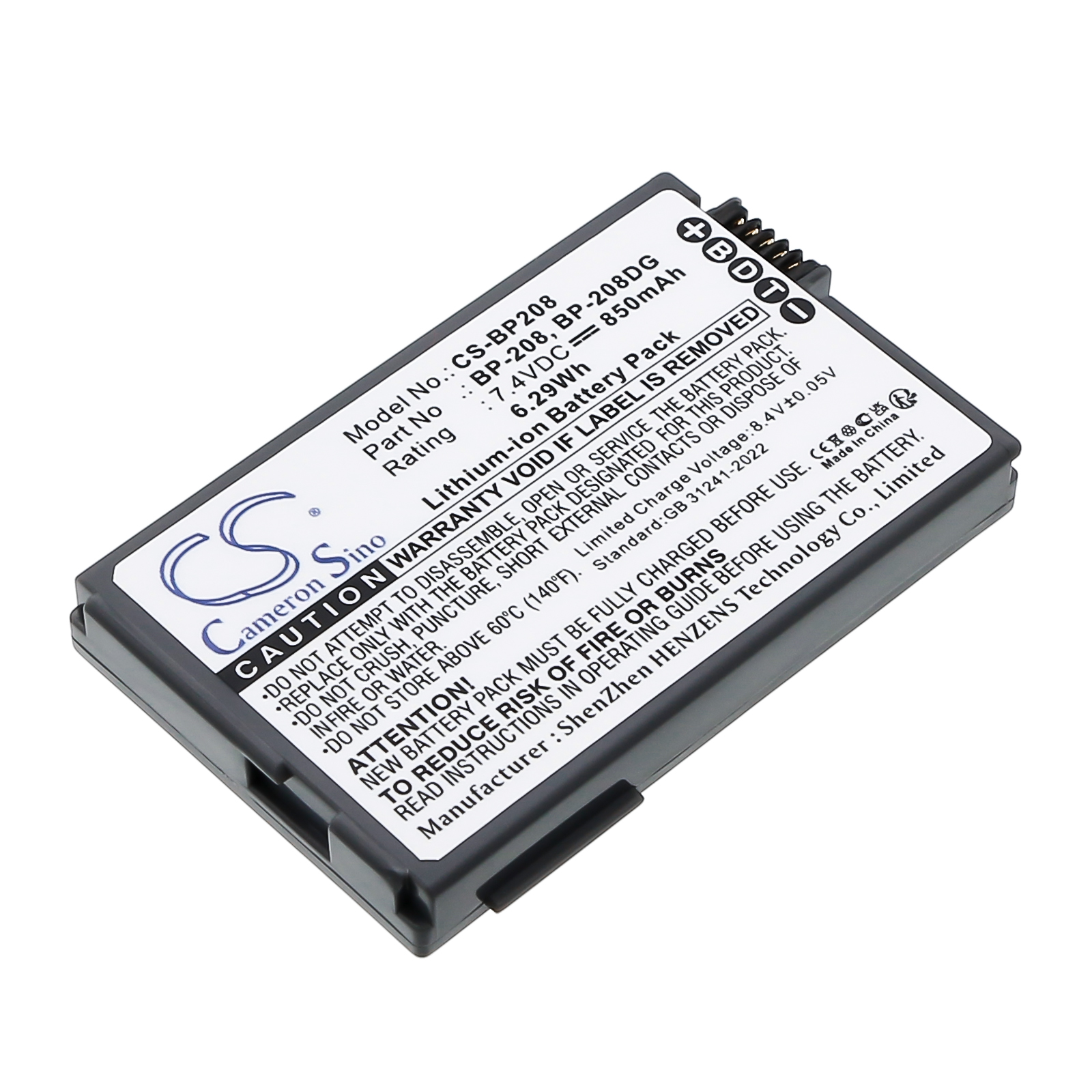 850 mAh for Canon BP-208,BP-208DG