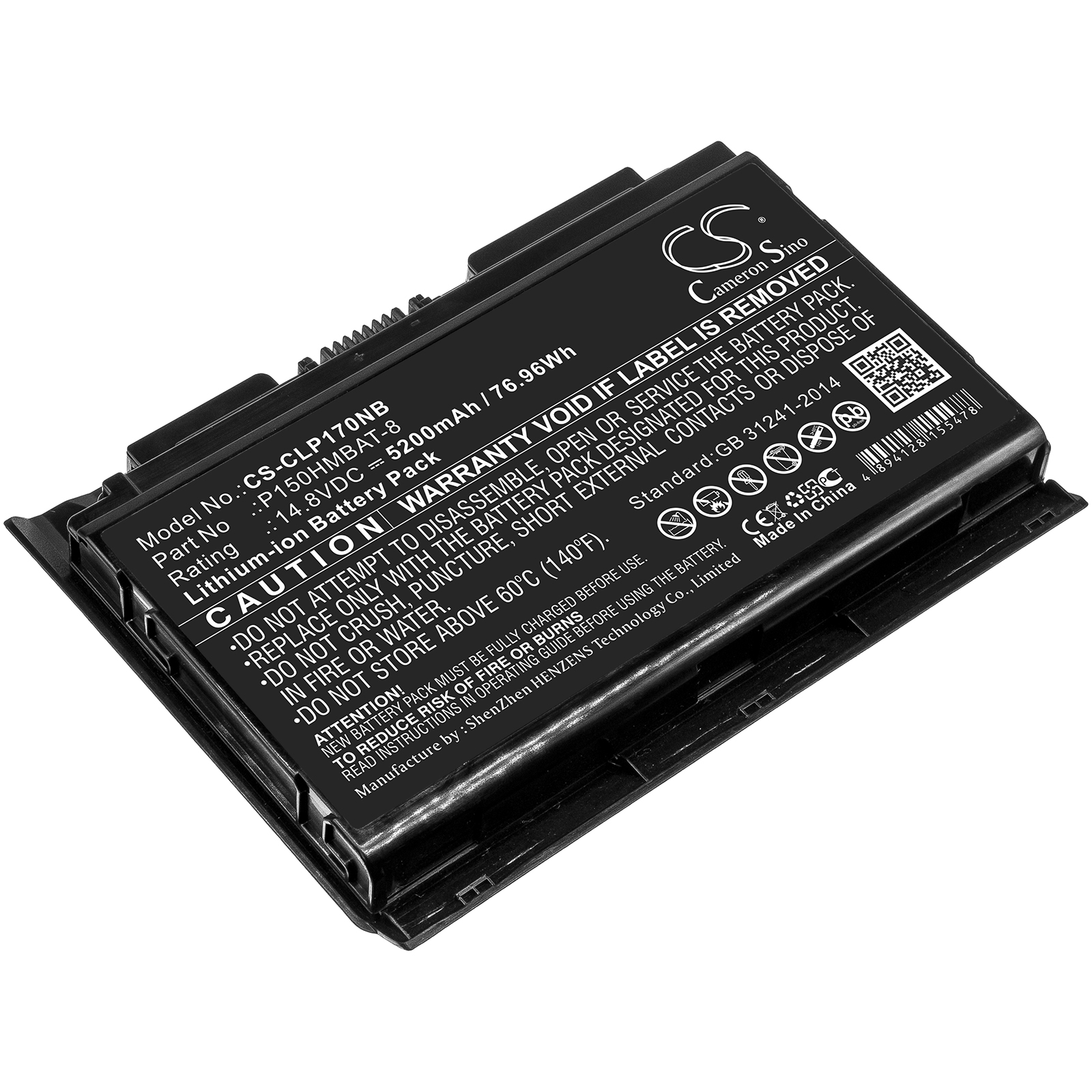 5200 mAh for Clevo 6-87-X510S-4D7,6-87-X510S-4D73,6-87-X510S-4J7,P150HMBAT-8