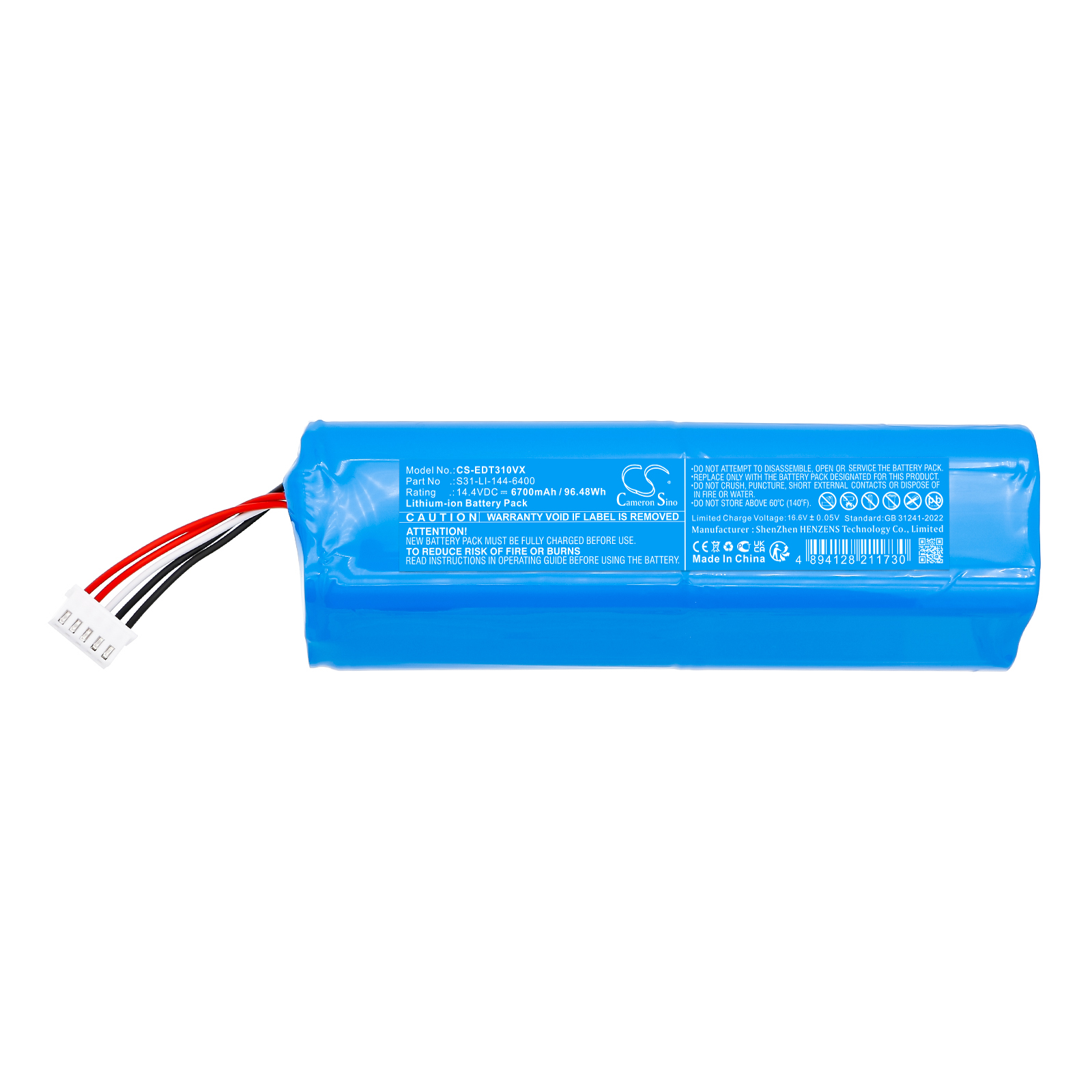 Replacement Battery for Ecovacs T30S Pro, T30S OMNI, DSX39, S31-LI-144-6400, Lithium-ion 6700mAh