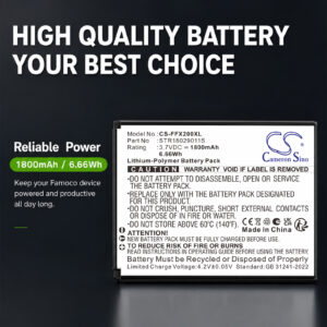 1800mAh Replacement Battery for  FAMOCO FX100, FX100 Bio, FX200, STR18029011S