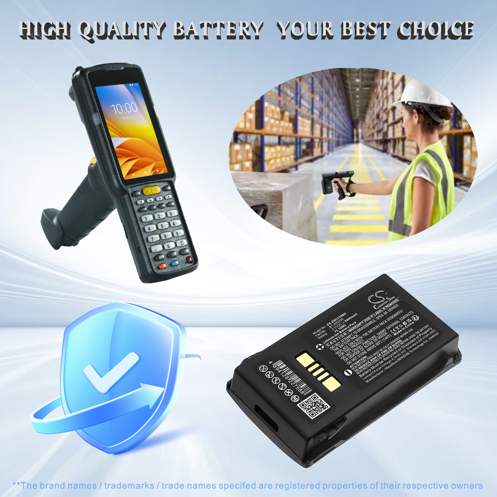 6300mAh Replacement Battery for Zebra BT-000338, BT-000337, BTRY-MC33-27MA-01, MC330, MC3300, MC330M, MC330K